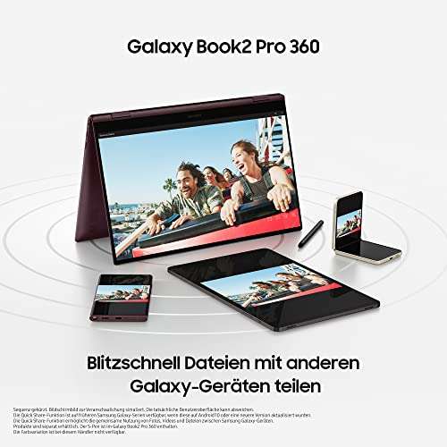 [Amazon Prime] Samsung Galaxy Book2 Pro 360 33,78 cm (13,3 Zoll) Notebook (Intel Core Prozessor i7, 16 GB RAM, 256 GB SSD, Windows 11 Home)