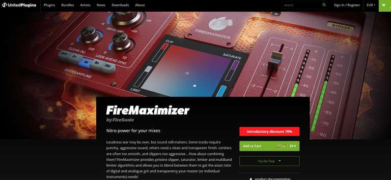 United Plugins FireMaximizer - Einführungspreis bis 18.2.2023 für 29€ statt 119€ - VST AU AAX