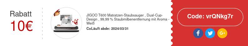 Jigoo T600 Milbensauger Matratzen-Staubsauger 15kPA, 700W, 800-mW