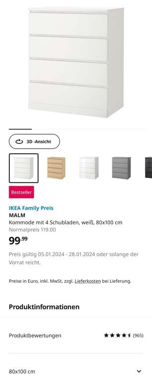 [IKEA Family] Malm Kommoden reduziert