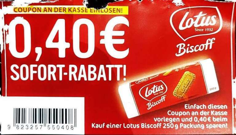 [Kaufland] Lotus Biscoff Karamellgebäck 250g für 1,09 € (Angebot + Coupon) - Kekse / Gebäck - bundesweit