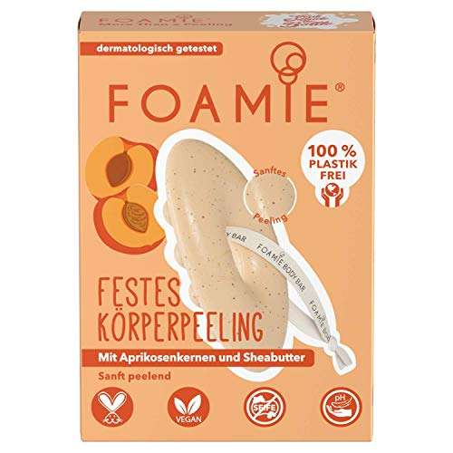 [PRIME] Foamie Festes Duschgel mit Aprikosenkerne & Sheabutter, Duschpeeling für Samtweiche Haut, 100% Vegan, Plastikfrei, Silikonfrei, 80g
