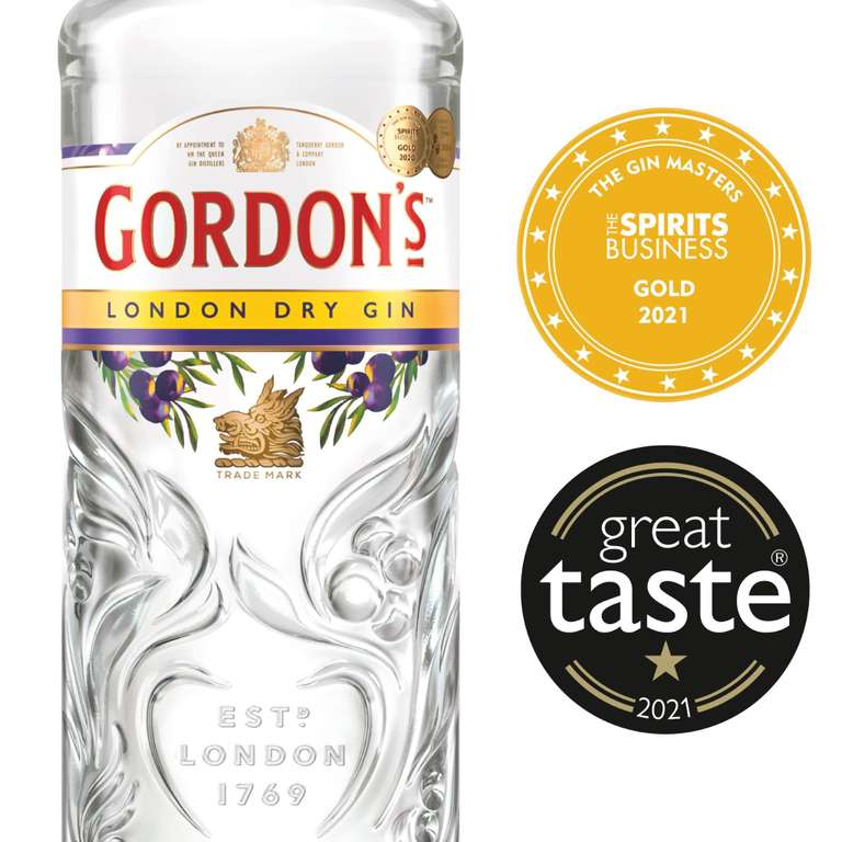 Gordon's London Dry Gin | Ausgezeichnet & aromatisiert | handgefertigt auf englischem Boden | 37,5% vol | 700 ml Einzelflasche PRIME
