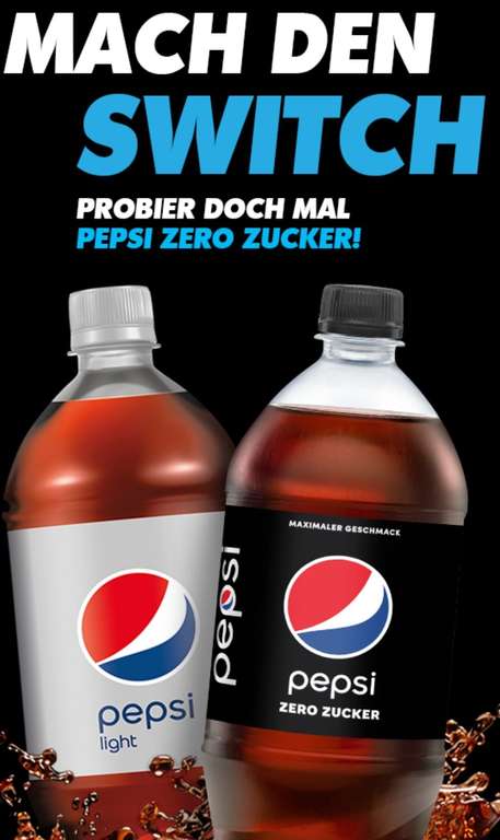 (50%-Cashback) 2x Pepsi Cola Zero/Light, bis zu 3 Teilnahmen möglich