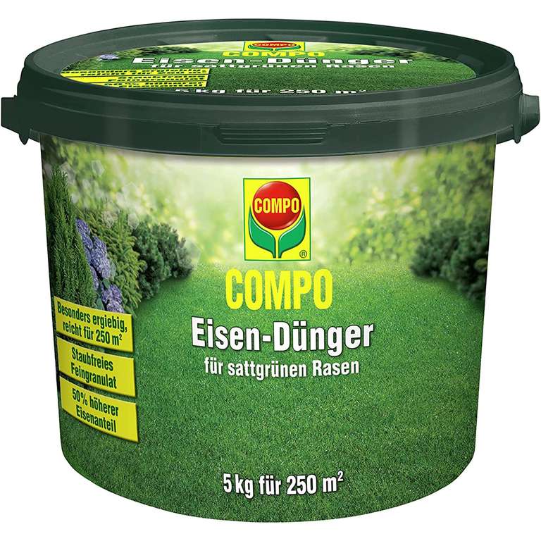 Compo Eisen-Dünger, Staubfreies Feingranulat, 5 kg, 250 m² (Amazon Prime)