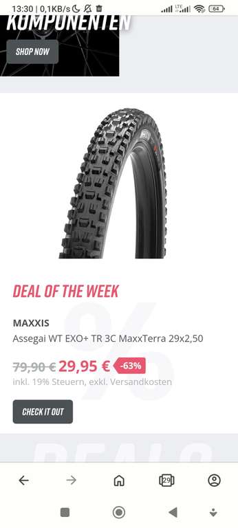 MAXXIS Assegai WT EXO+ TR 3C MaxxTerra 29x2,50 Reifen Bike MTB E-MTB E-bike