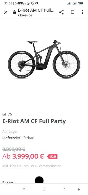 Ghost E-Riot AM CF Full Party 2024,Carbon/Bosch CX , SRAM, E-Bike Fully 160mm RockShox-KLbikes