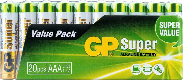[Otto UP] 20x GP Batteries »Super Alkaline AAA LR3//AA LR6« Batterie