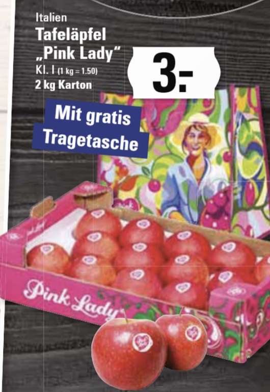 Marktkauf / Edeka Region Nord 2 kg Tafeläpfel Pink Lady 3€ incl. Tragetasche