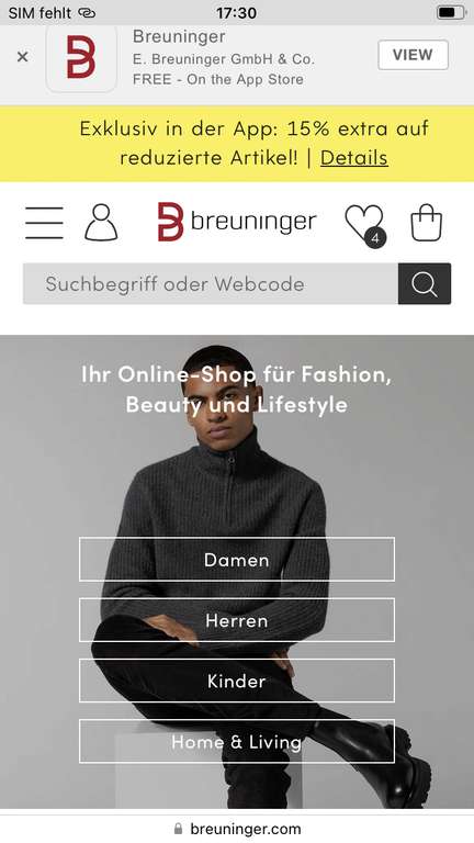 Breuninger - 15% Rabatt auf Sale in der App