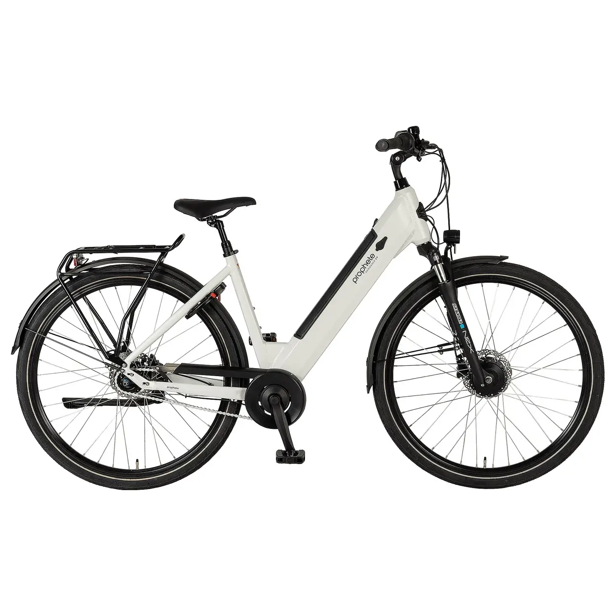 Prophete Geniesser 2.4 City E-Bike 28 Zoll RH46cm, 400 Wh Akku, Shimano Nexus 7-Gang, 250 W Frontmotor, Abnehmbarer Akku, Bis 100 km Reichw.