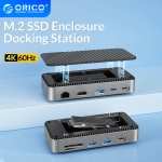 ORICO USB C Docking Station mit M.2 SSD Enclosure (10Gbps, PD 100W, RJ45, SD/TF, 4K)
