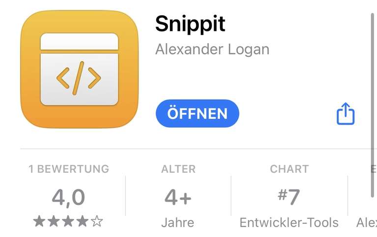[iOS] Snippit - Tool zur Verwaltung von Code-Snippets - kostenlos statt 1,19 €