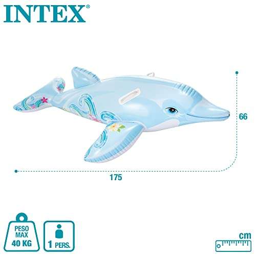 [Prime] Intex Schwimmtier Delphin 175 cm mit Griff Reittier Aufblastier Delfin