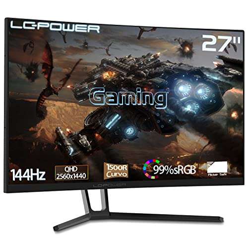 LC Power 27" Bildschirm LC-M27-QHD-144-C-V2 - LCD monitor - curved - QHD - 27" - Schwarz - 4 ms AMD FreeSync