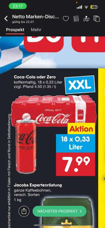 Netto Coca Cola oder Coca Cola Zero Dosen inkl. Pfand 18 x 0,33 12,49€