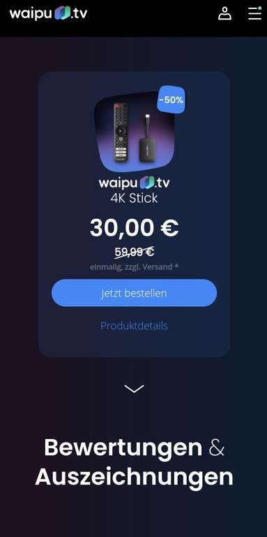 waipu.tv 4K Stick 50% günstiger
