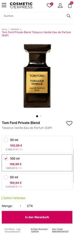 Tom Ford Tobacco Vanille Eau de Parfum 100ml [CosmeticExpress]