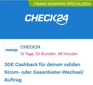[Shoop & CHECK24] 30€ Cashback für Strom- oder Gasanbieter-Wechsel/Auftrag