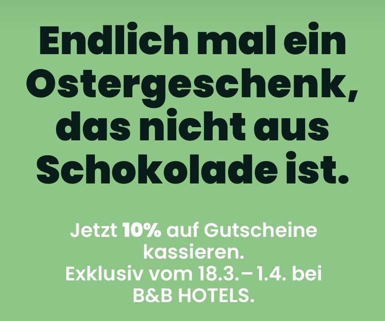 B&B Hotels 10% auf Hotelgutscheine