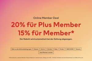 H&M Online Member Deal - 20% für Plus Member/ 15% für Member