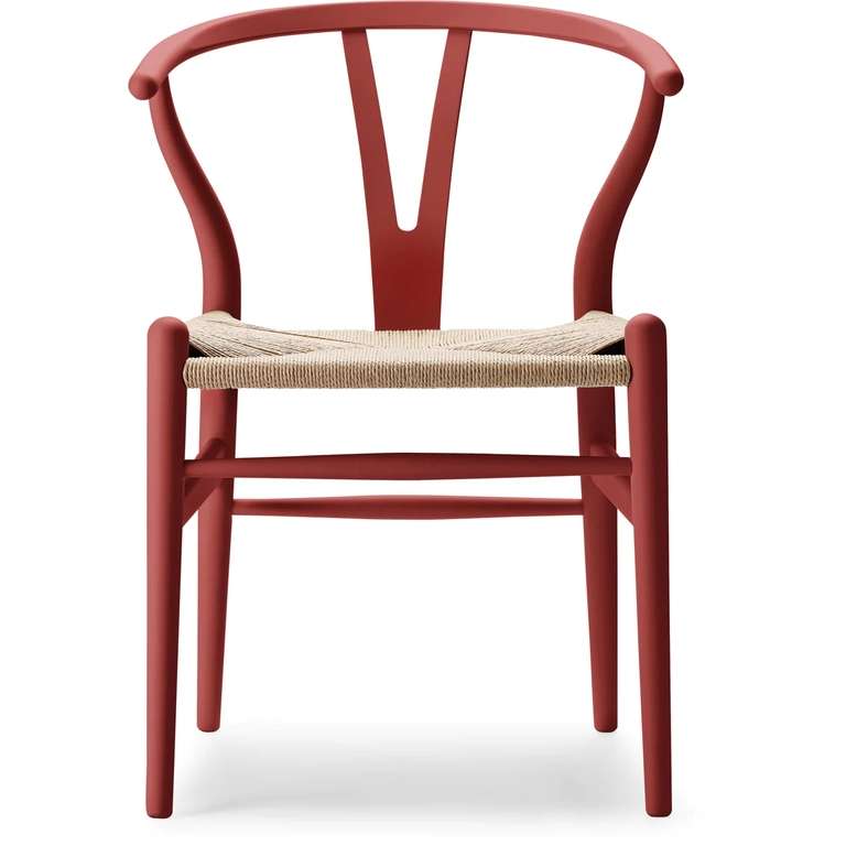 Wishbone Chair (Carl Hansen CH24) von Hans Wegner in den Farben soft green, Falu (rot) und Hollyhock (gelb) [inwohn]