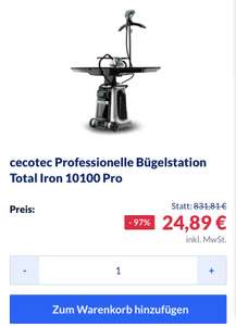 Preisfehler | cecotec Professionelle Bügelstation Total Iron 10100 Pro für 24,89€