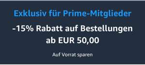 -15% Rabatt auf Amazon Produkte | nur Amazon Prime Mitglieder (MBW 50€)