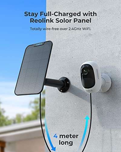 Reolink Argus 2E inkl. Solarpanel, kabellose WLAN IP Akku-Überwachungskamera; Zeitrafferfunktion, PIR-Sensor, 1080p, 2 Wege Audio