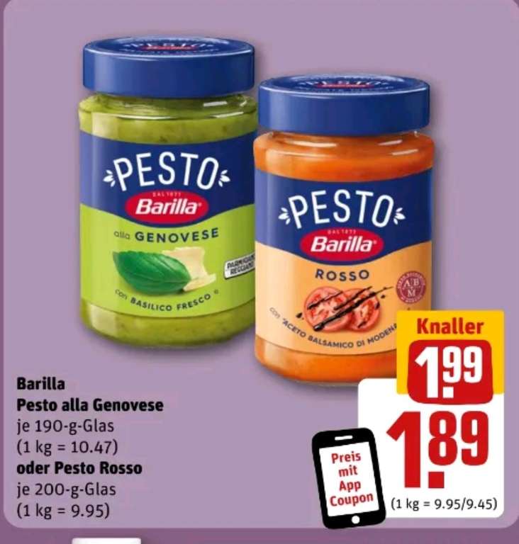 [REWE] Barilla Pesto für 89 Cent mit Coupon