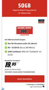 50 GB Telekom Netz Freenet Magenta Mobil M Young Spezial 150€ Wechselbonus/Cashback