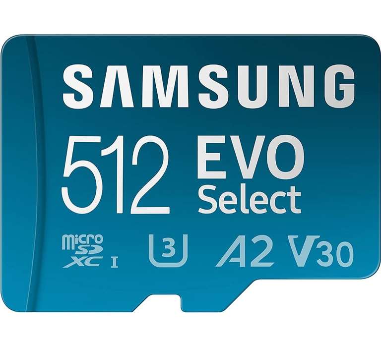 Samsung EVO Select microSD Speicherkarte (MB-ME512KA/EU), 512 GB, UHS-I U3, Full HD, 130MB/s Lesen, inkl. SD-Adapter (Prime)