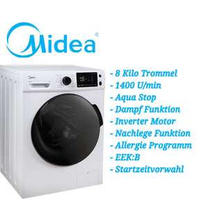 Midea Waschmaschine W 5.840 iN / 8KG / Dampffunk. / Nachlegefunktion / BLDC-Inverter-Motor / 1400 U/min,
