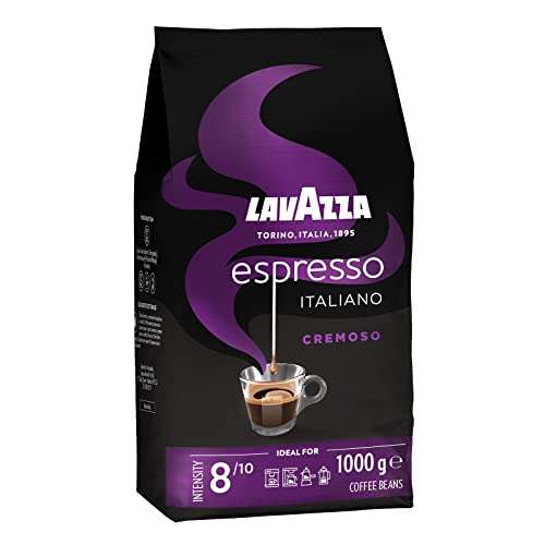 1 kg Lavazza, Espresso Italiano Cremoso, Arabica und Robusta Kaffeebohnen, Intensität 8/10 (Spar-Abo Prime)