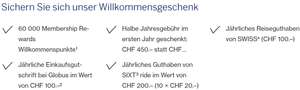 Schweizer American Express Platinum mit 60k Membership-Rewards-Punkten für CHF 450.- statt 900.- im 1. Jahr. EUR statt CHF erhältlich (CH)