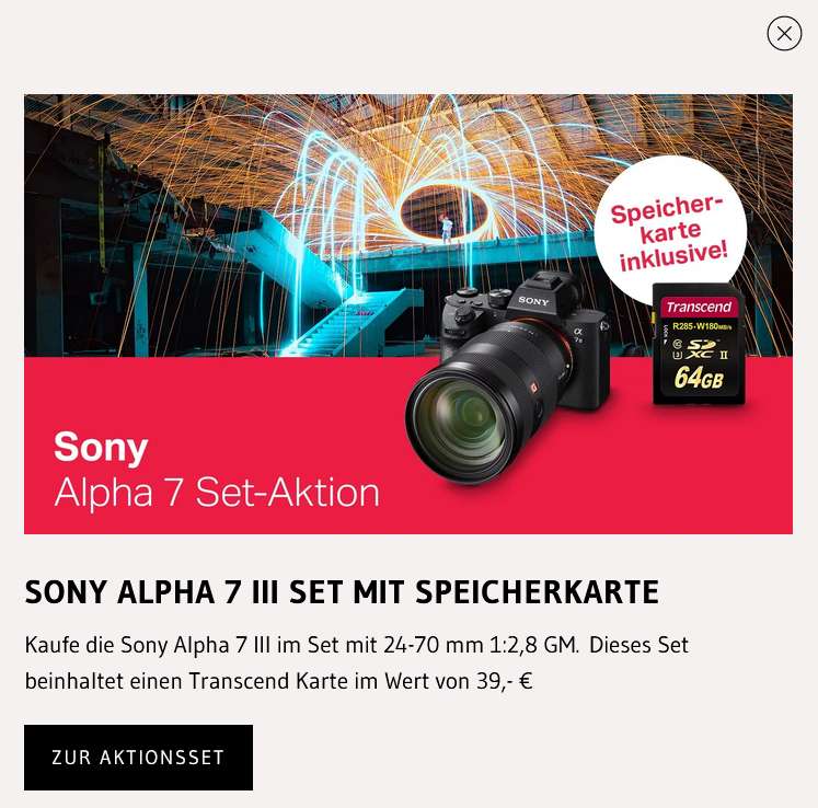 Sony Alpha 7 III Body mit Sony 24-70mm F2.8 GM + Transcend 64GB Speicherkarte + 10% [!] Trade-in-Bonus auf Standard-Ankaufspreis