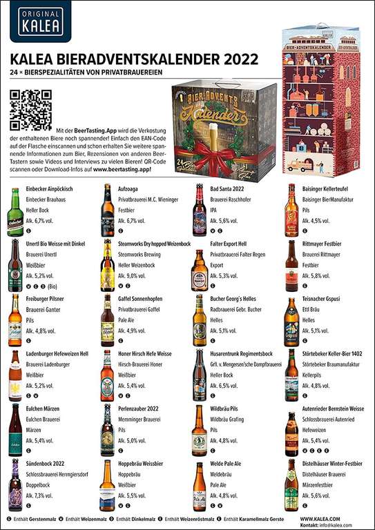 Lokal Kaufland: Bier-Adventskalender, Edition Brauturm mit 24 x 0,33 L Flaschen