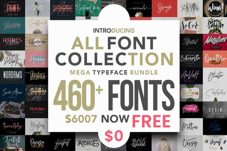 Nischendeal: All Fonts Collection - Mega Typeface Bundle (Schriftartenpaket) kostenlose Schriftarten