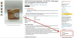 (Amazon) KINGFA 180 Einweg-Staubmaske - EN 149 FFP2 - Maske gegen Holz- & Metallstaub, weiß Corona Schutzmaske - Mengenrabatt