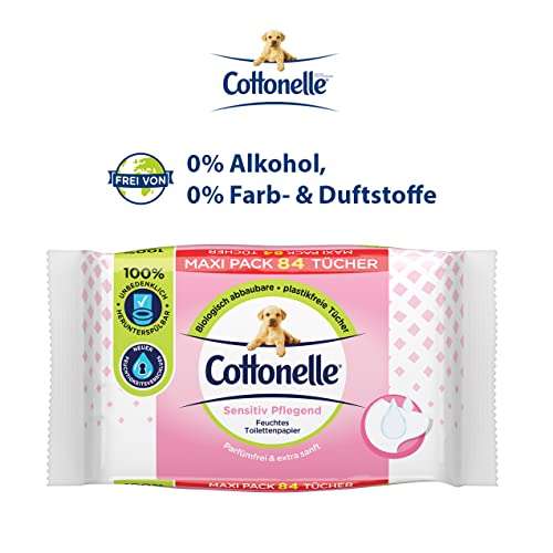 [PRIME/Sparabo] Cottonelle feuchtes Toilettenpapier Sensitive, Maxi-Pack, 6 x 84 Toilettentücher (für 12,19€ bei 5 Abos)
