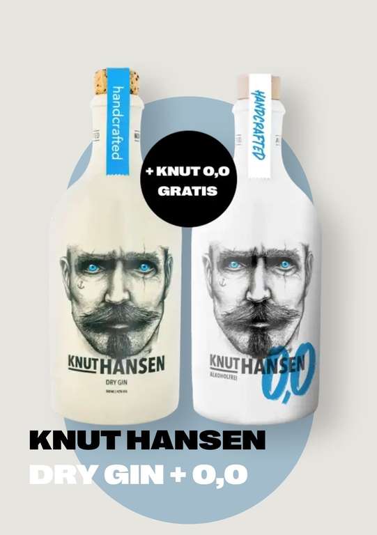 1+1 Aktion Knut Hansen Dry Gin 0.5l + Knut Hansen 0,0 Alkoholfrei 0.5l