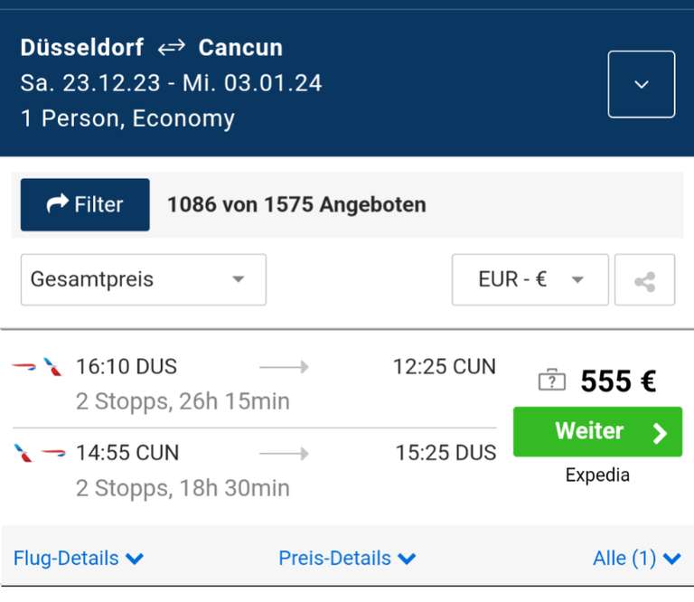Flüge nach Cancun (Mexiko) über Weihnachten/Neujahr ab Düsseldorf