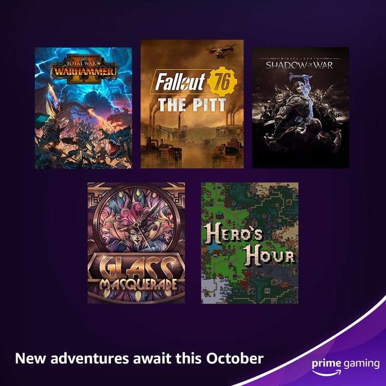 [Prime Gaming Oktober 2022] Fallout 76 | Middle-earth: Shadow of War | Total War Warhammer II | Horace | Loom | uvm.