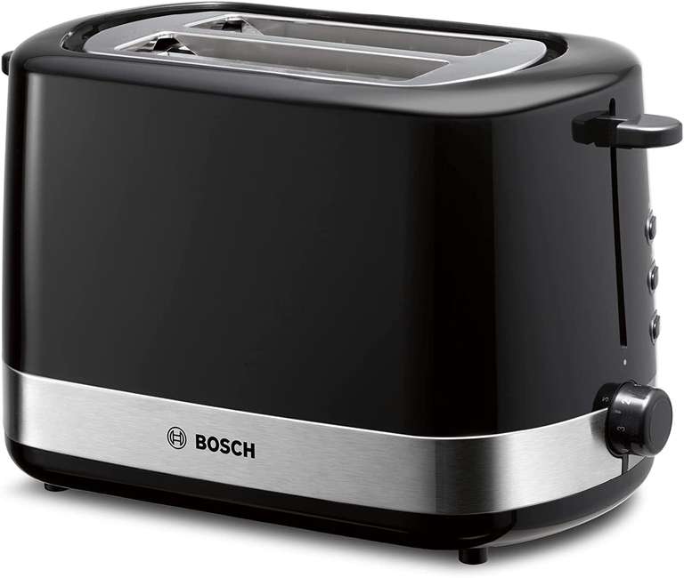 Prime: Bosch Kompakt Toaster TAT6A513, integrierter Brötchenaufsatz, mit Abschaltautomatik, Auftau-/Liftfunktion, 800 W, Edelstahl/schwarz