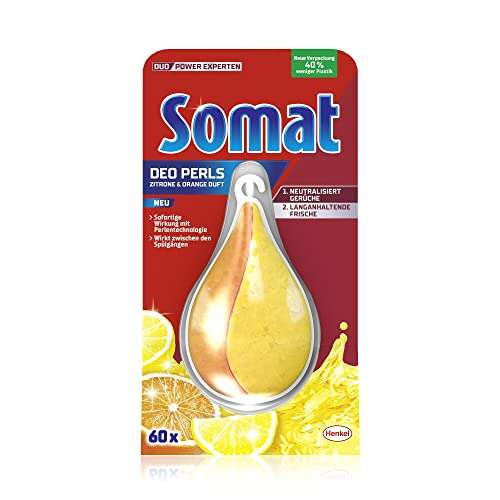 Somat Deo Perls Geschirrspüler Deo Zitrone & Orange (60 Spülgänge), Spülmaschinen Deo zur Geruchsneutralisierung (Prime SparAbo)