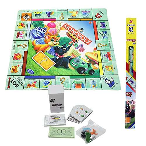 [JAWOLL] Monopoly Junior mit XL Spielmatte statt Spielbrett | Vollwertiges Spiel inkl. Spielfiguren, Karten usw. [OFFLINE]
