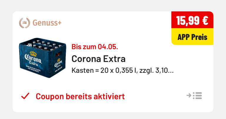[Lokal/offline] Trinkgut: Corona Extra Lager Bier / Kasten 20x0,355l