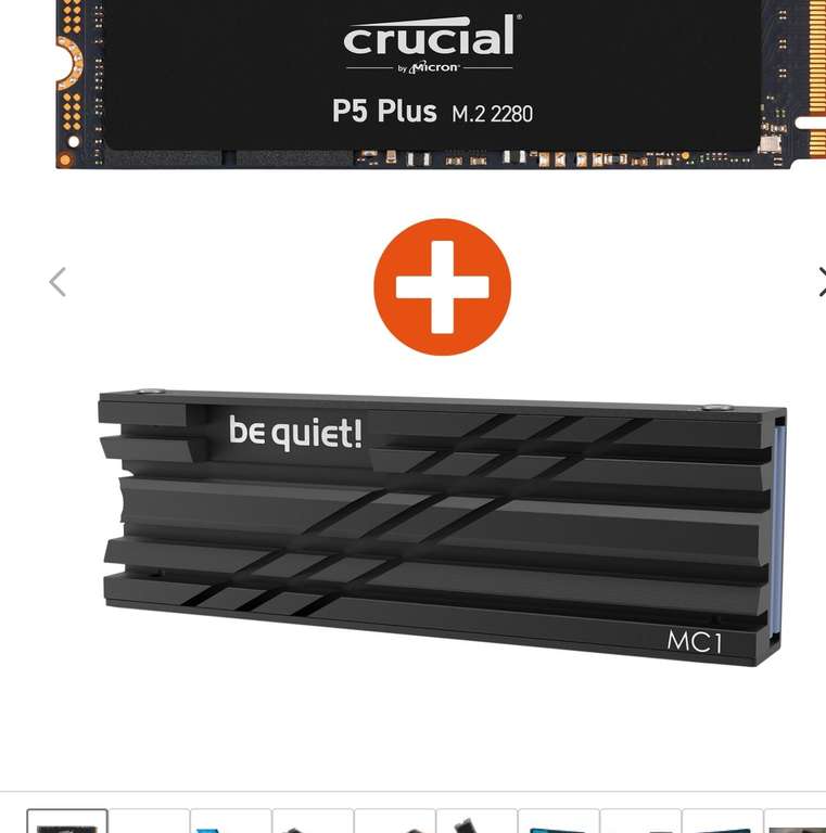 Crucial P5 Plus (2TB) NVMe SSD 3D NAND PCIe M.2 inkl. be quiet! MC1 Kühlkörper