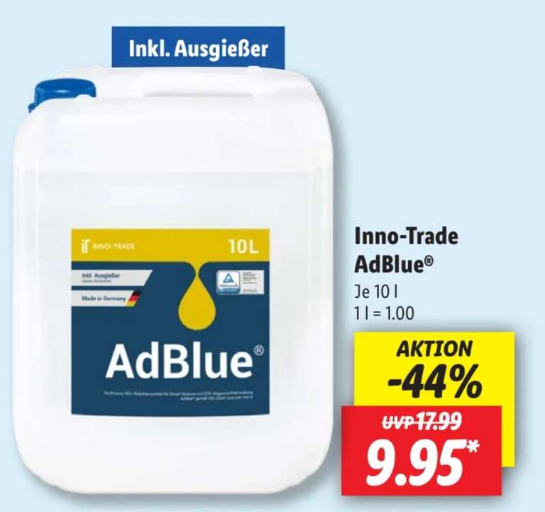 [Offline] 10 Liter AdBlue für 9,95 bei Lidl