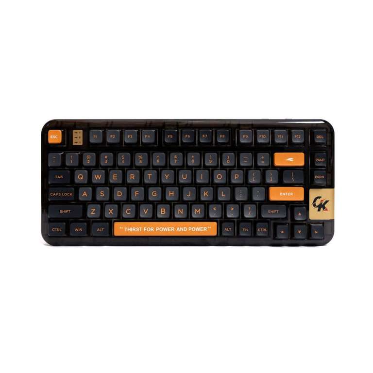 GamaKay GK75 Custom-Keyboard / PC-Tastatur - 75% Layout (80 Tasten), RGB, Gelbe Gateron Schalter, KSA Pudding Keycabs, Akku, BT/Funk/Kabel